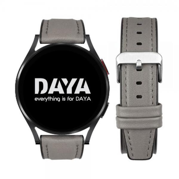 DAYA 갤럭시워치 5 4 3 스트랩 20mm 그레이 가죽실리콘 스트랩 밴드