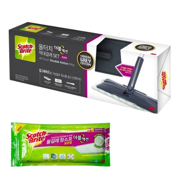 스카치브라이트 더블액션 청소걸레세트 핸들 청소포
