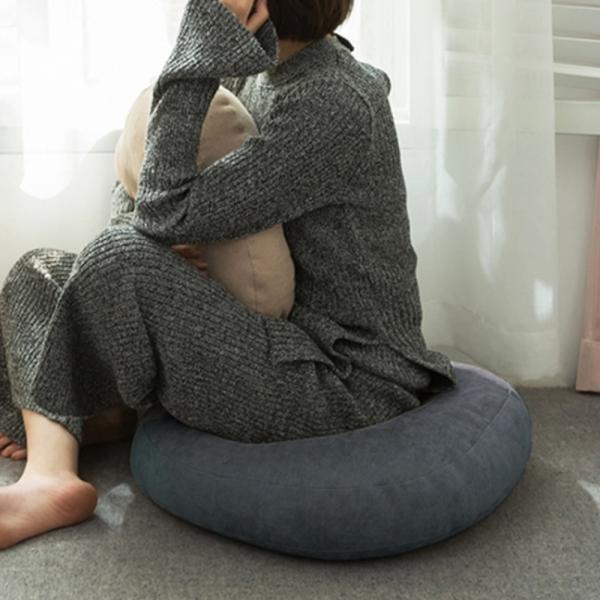 폭신한 원형 쿠션방석 식당 등받이쿠션(55cm 차콜)