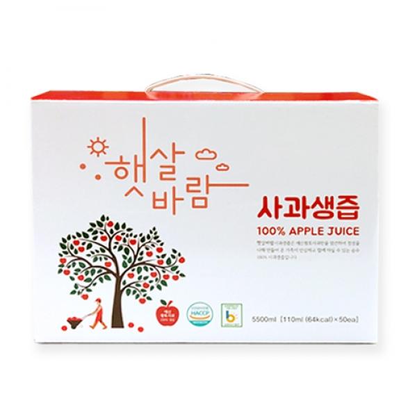 햇살바람 사과생즙(사과즙) 110ml X 50봉
