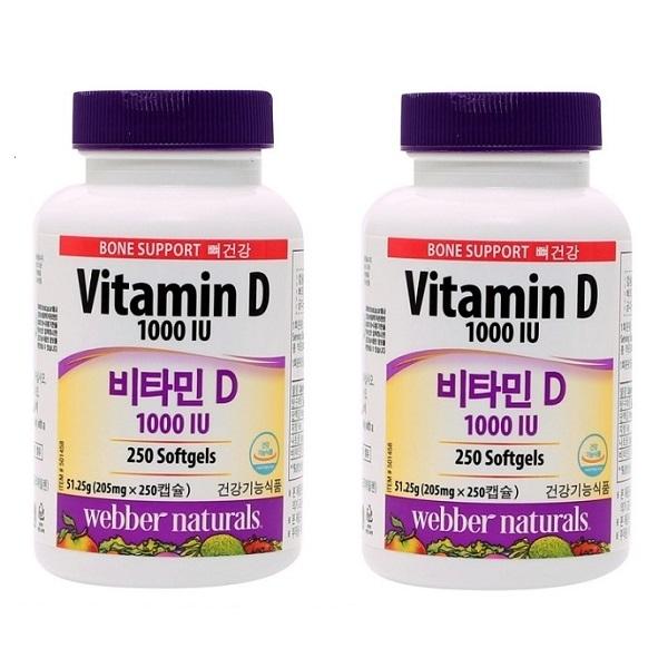 co 웨버 내추럴 비타민D 205mg x 250캡슐 x 2병