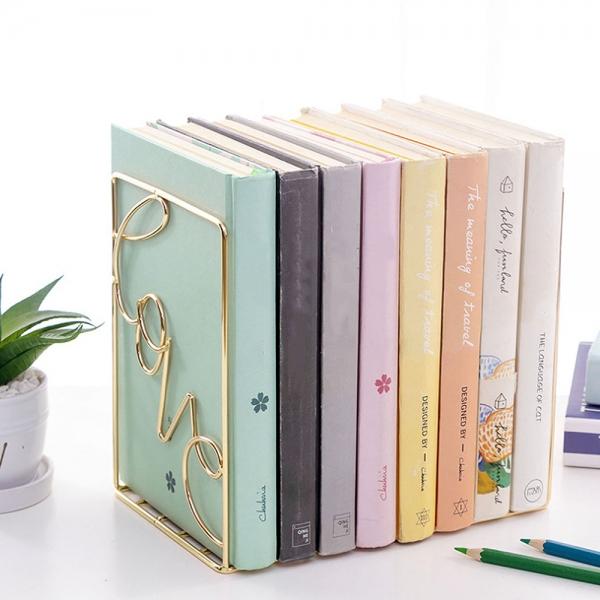 L자형 스틸 책꽂이 프레임 북엔드 2p세트(골드)