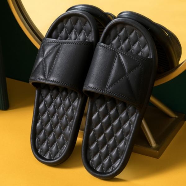 스티치 논슬립 슬리퍼 욕실화 2켤레(270-275mm 블랙)