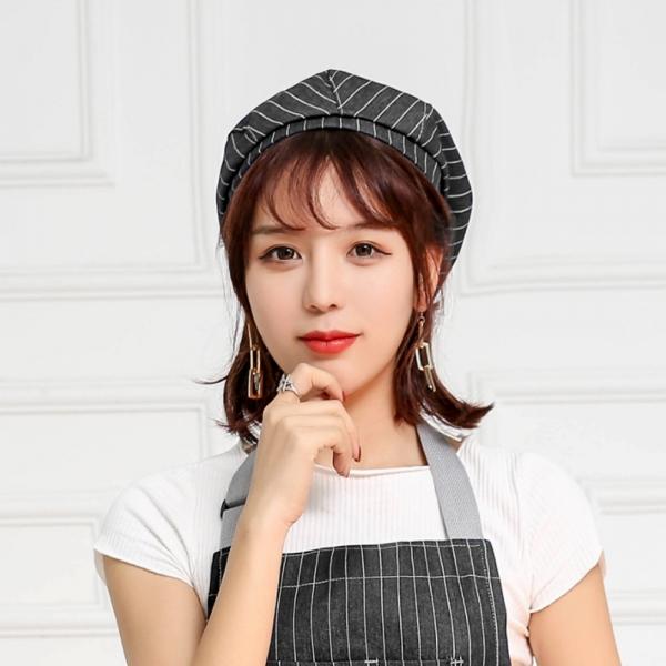 스트라이프 주방모자(블랙) 바리스타 카페모자