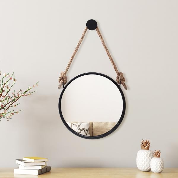 모던 스트랩 벽거울 콘솔 화장대 거울(30cm) (블랙)