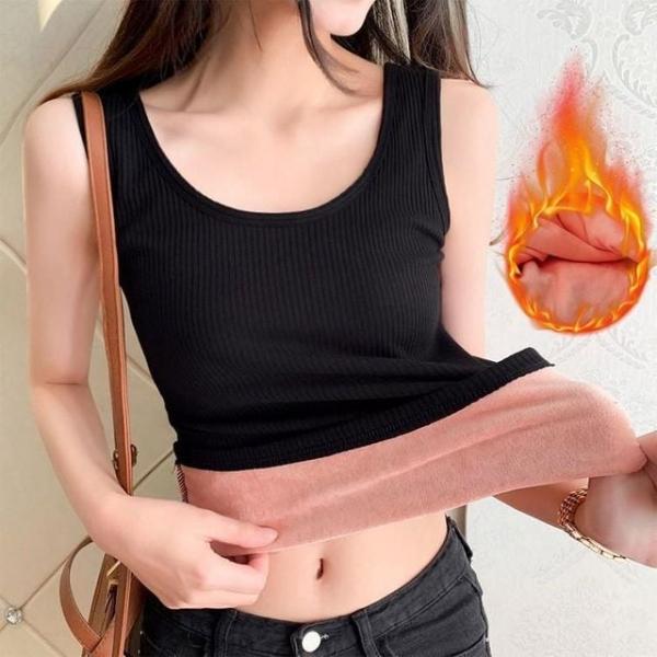 여성 겨울 이너웨어 기모안감 따뜻 얇은골지 민소매티 기모 나시 겨울 여성 두꺼운 여자 민소매 골지