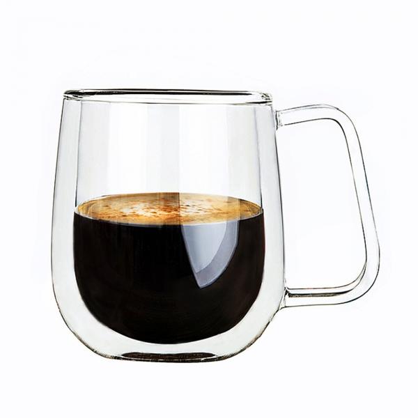 손잡이 이중 유리컵 홈카페 투명 유리잔 (250ml)