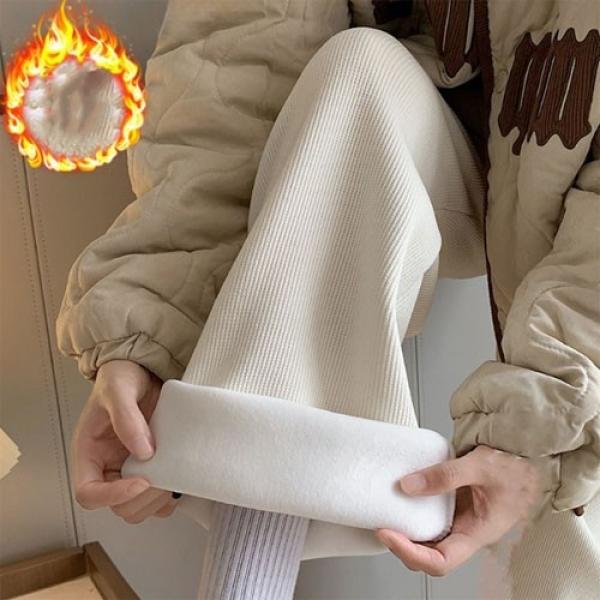 골지 코듀로이 기모 보온 와이드 팬츠 바지 겨울 가을 봄 겨울 바지 밴딩 팬츠 무지 단색 트레이닝 츄