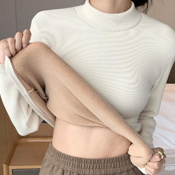 하프넥 극강 보온 기모 상의 목폴라 티셔츠 상의 이너 여성 겨울 보온 사무실 실내 기모 레깅스 여성