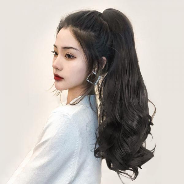 자연스런 포니테일 헤어피스 묶음머리 웨이브가발집게
