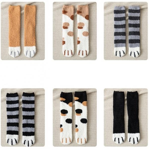 귀여운발 수면양말 고양이 후리스 보온양말 기모덧신양말 극세사양말 수족냉증 발목양말 학생양말