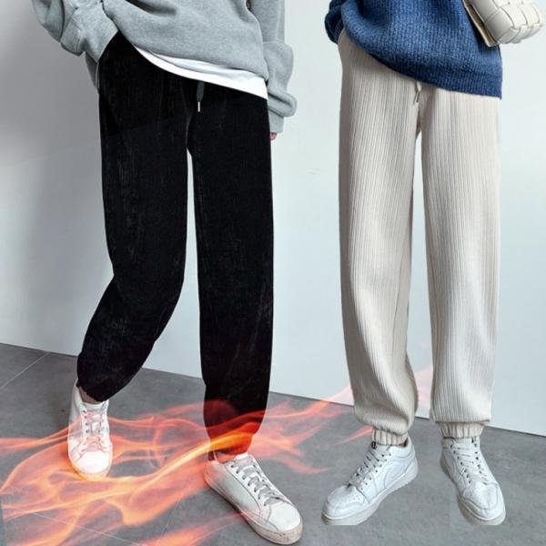 따뜻한 방한 기모 코듀로이 와이드 조거팬츠 벨벳 밴딩 골덴 바지