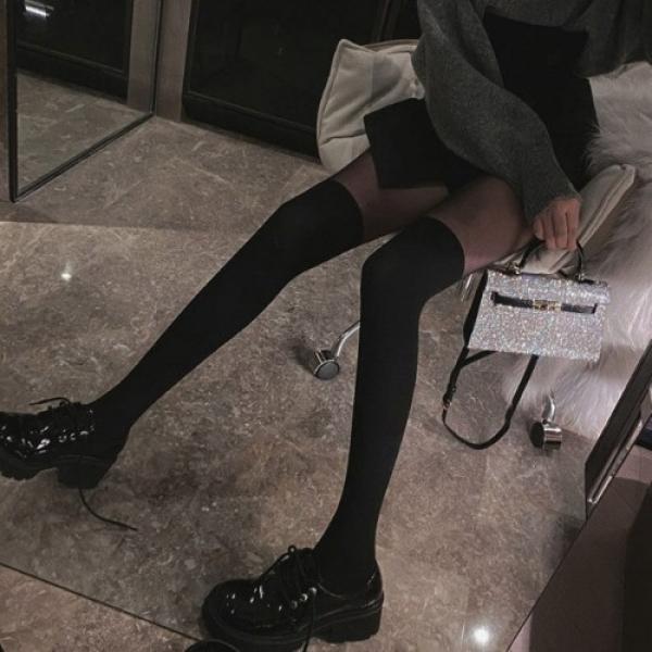 페이크 투톤 니삭스 스타킹 벌크 패턴 투명 컬러 기모 착시 물광 페이크 스타킹