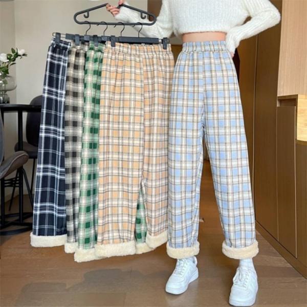 체크 기모 바지 양털 수면바지 겨울바지 파자마