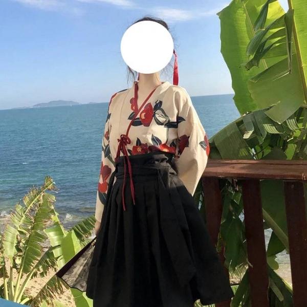 동백꽃 기모노 치마 세트 코스프레 컨셉의상