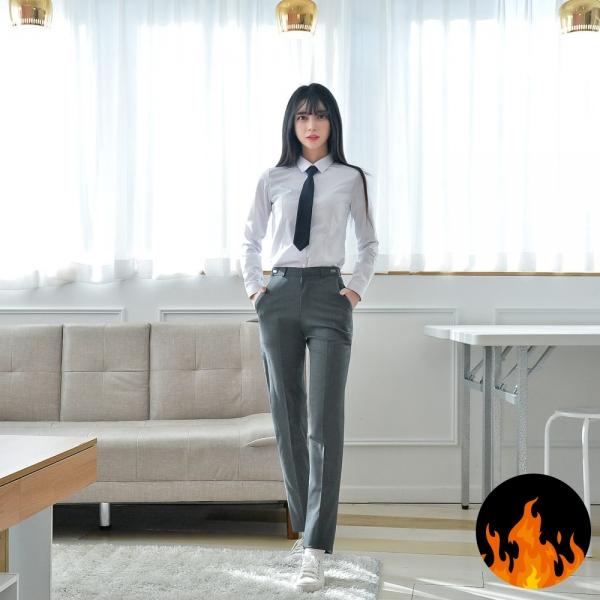 (빅사이즈)(허리조절 기모) 그레이 교복 바지