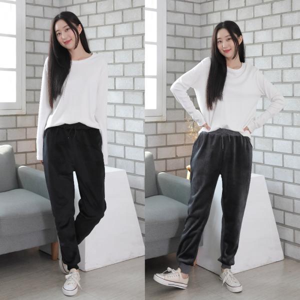 여성 기모 벨벳 조거팬츠 스판 트레이닝복 여자 바지 편한 밴딩 쭈리 운동복 홈웨어