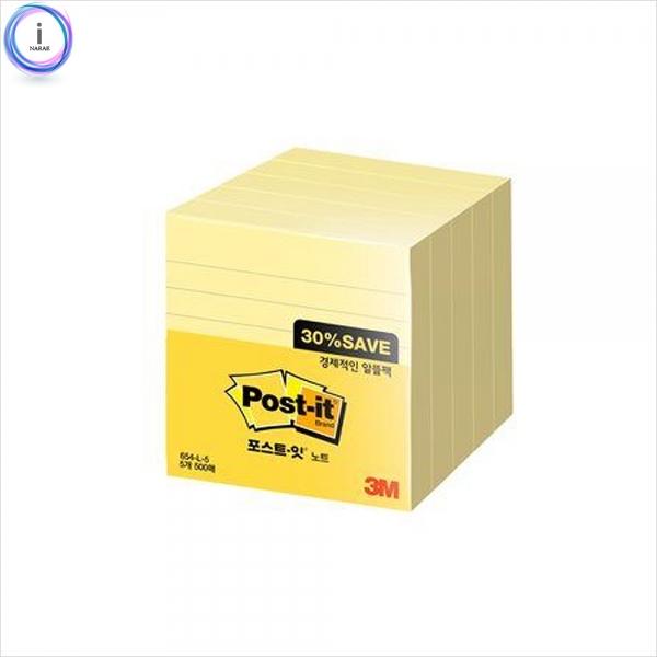 f16 포스트잇 노트 654-L-5A(라인) 알뜰팩 500매