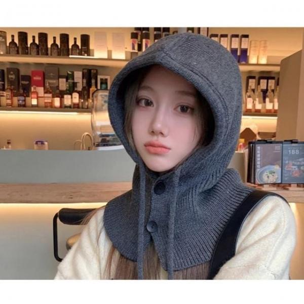 무슈봉 여성 울니트 바라클라바 겨울모자 귀마개 니트 후드 워머 바라클라바 보드 넥