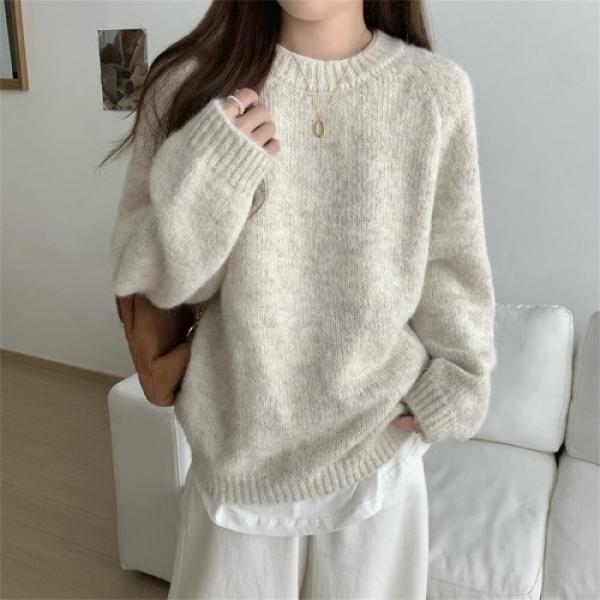 데일리 소프트 여성 라운드넥 니트