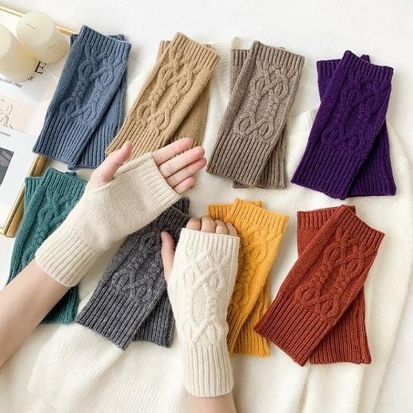 (앙상블) 니트 꽈배기 숏 핸드 워머 장갑 여성 팔토시