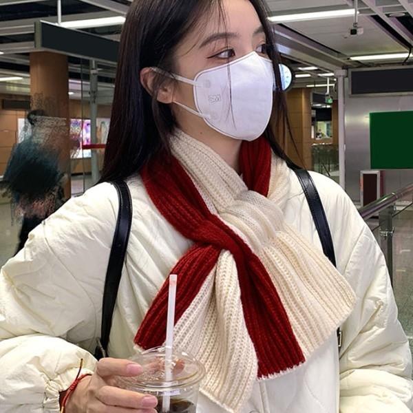 투톤 배색 겨울 니트 머플러 예쁜 귀여운 패션 가벼운 데일리 목도리 캐주얼 머플러