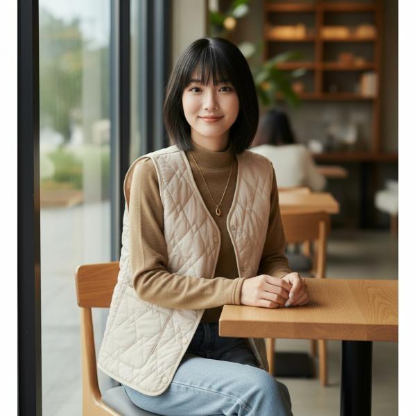 모이플 조끼 니트조끼 여성조끼 김장조끼 베이지