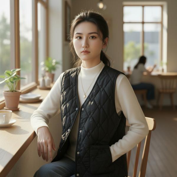 모이플 조끼 니트조끼 여성조끼 블랙