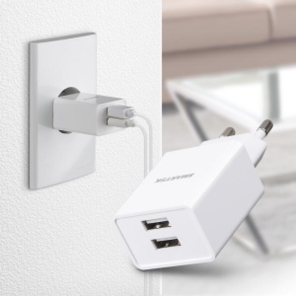 [스마텍] 2A USB 2포트 가정용 충전기 (케이블 미포함) (STC-3000 )
