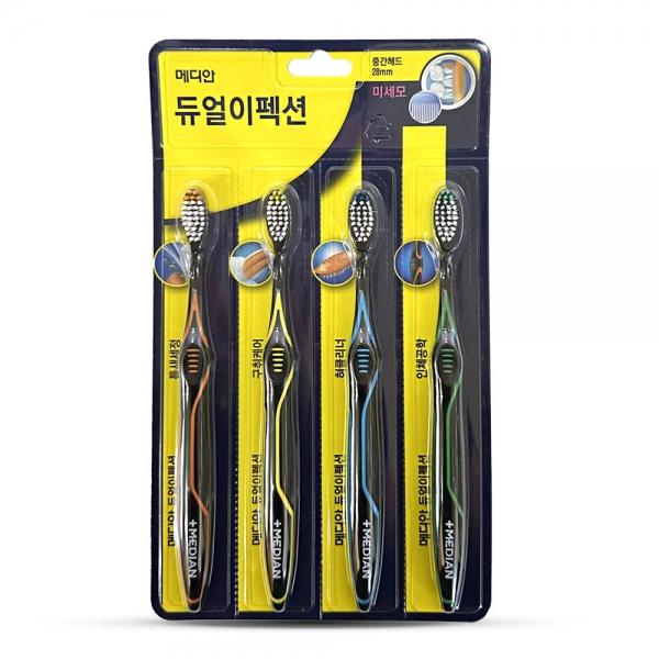 메디안 듀얼 이팩션 칫솔 미세모 4입 듀얼케어