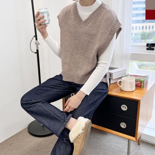 2L-UPP 1041 여자사이드버튼 언발니트조끼