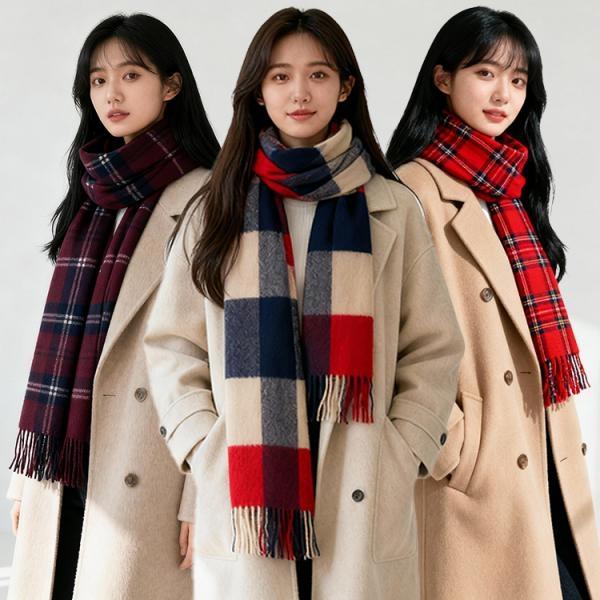 포근체크 패턴 목도리 / 커플목도리 겨울머플러 니트목도리 겨울목도리 방한목도리 스키장 니트워머