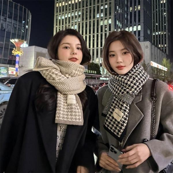 제비 체크 니트 포근 머플러 목도리 겨울 방한 스카프 머플러 목도리 가을 겨울 여자 머플러 목도리