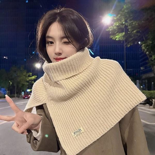포근 니트 케이프 스타일 워머 목도리 스카프 여성 겨울 털목도리 머플러 목도리 가을 방한