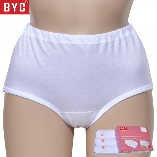 (BYC) 깔끔한 백색 부드러운 면100% 여성 맥시 팬티 3매입
