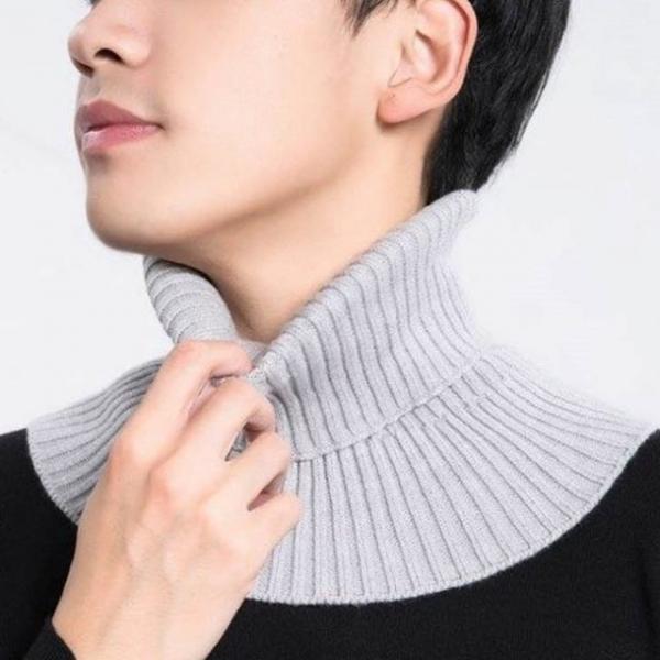 남성 겨울 포근 목 보호 셔츠 니트 페이크 목 폴라