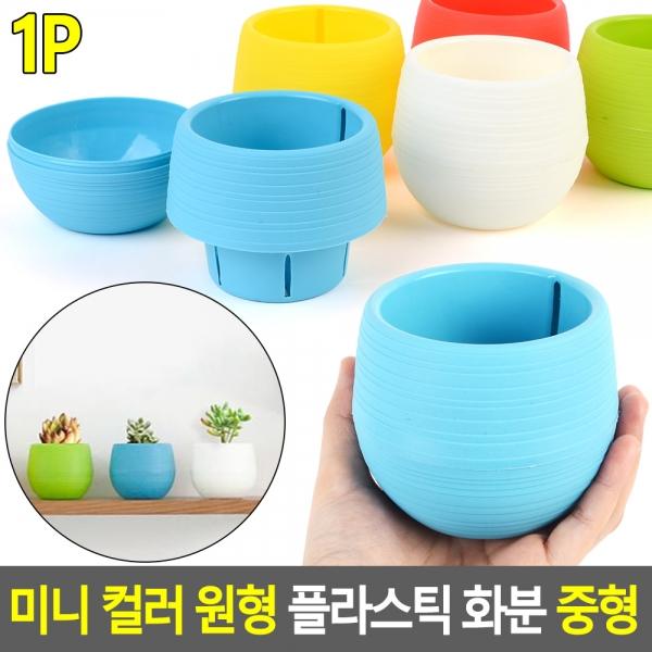 미니 컬러 원형 플라스틱 화분 중형