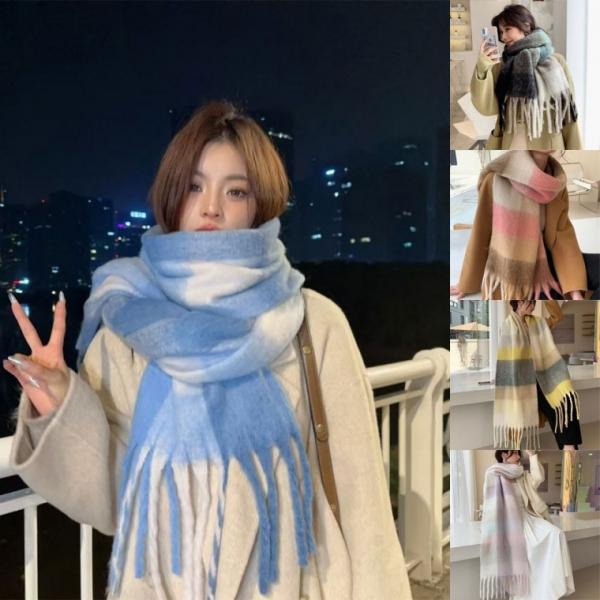 체크 머플러 긴목도리 롱 목도리 겨울 넥워머 여성목도리 털머플러 니트목도리 니트머플러