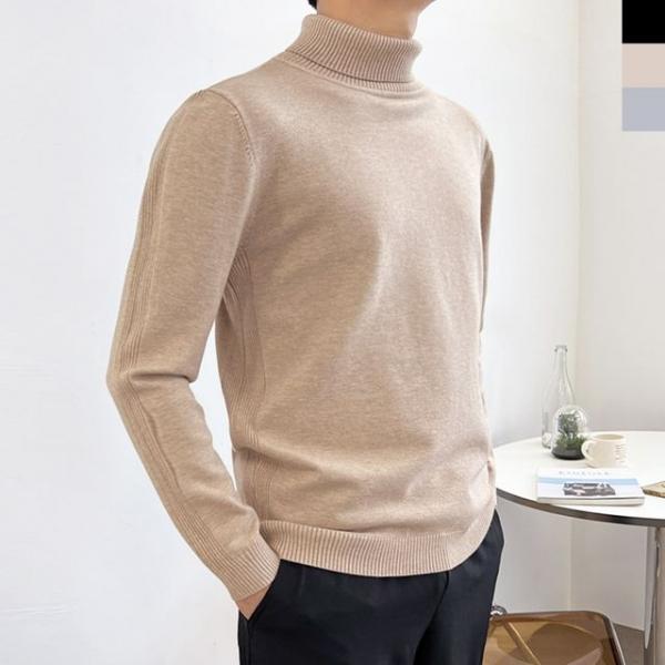 남성 보들보들 베이직 데일리 반목 목폴라 니트티