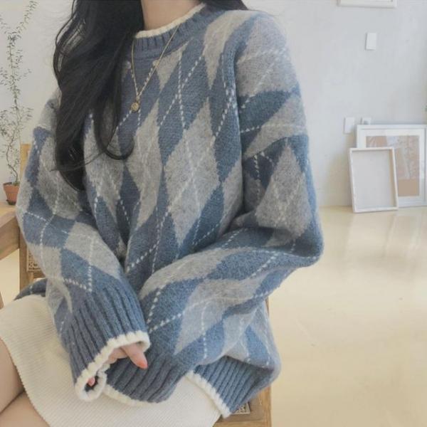 다이아 아가일 라운드 넥 니트 HH-D59