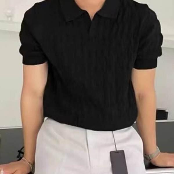 니트 카라 반팔 데일리 캐주얼 디자인 패션