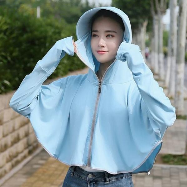 자외선차단 크롭 후드집업 냉감 바람막이 점퍼 자외선차단후드집업 (블루)