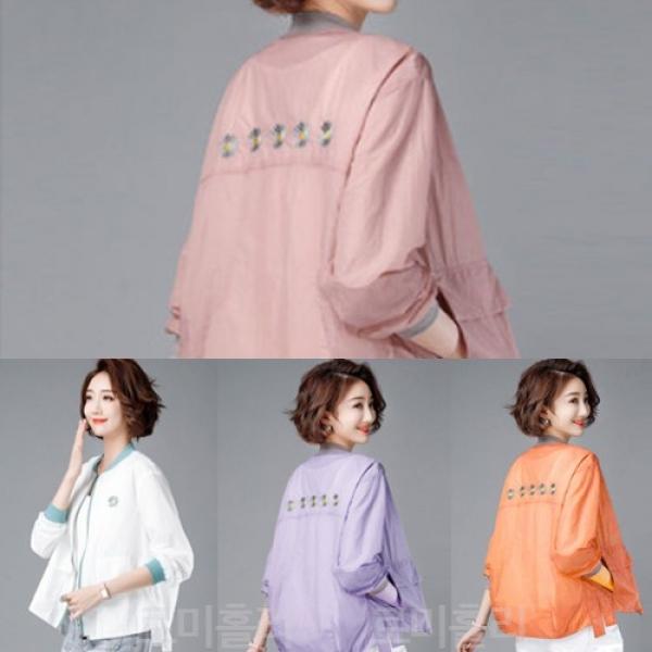 여성점퍼 통기성우수한 자외선차단 봄 여름 가을 자수솔리드 재킷-202195 (33)