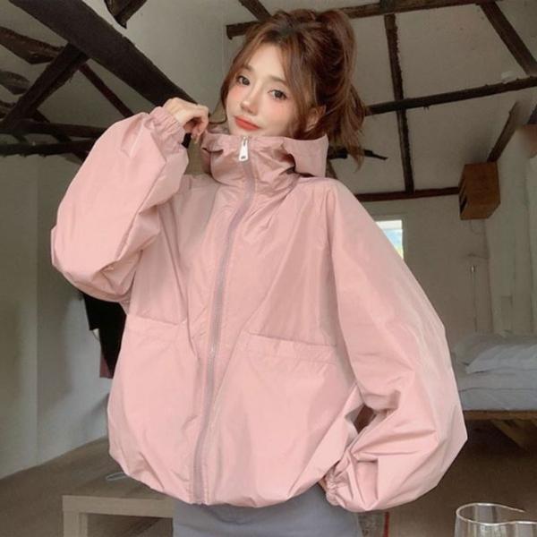 은창)후드 매쉬 안감 러블리 아노락 바람막이 점퍼