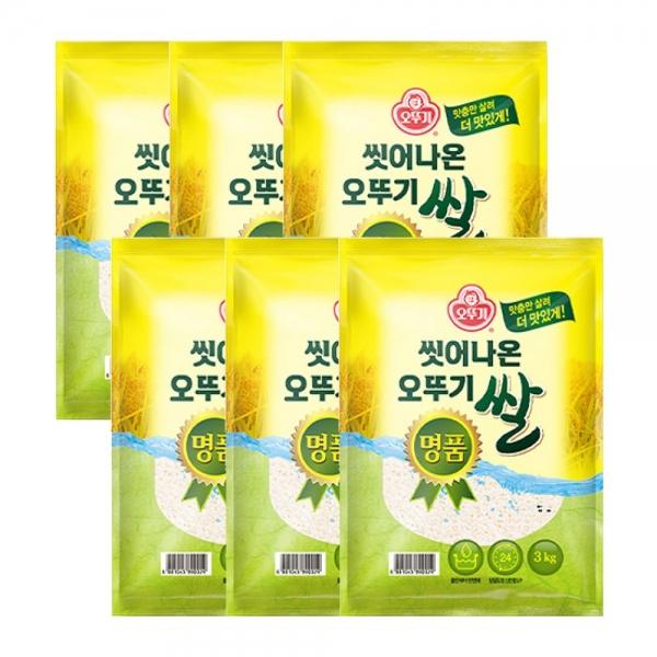 씻어나온 오뚜기쌀 명품 3KG 6개