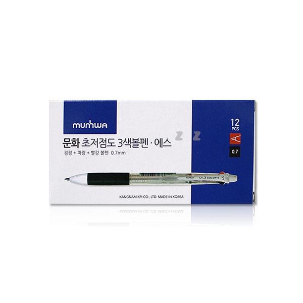IS 문화 초저점도 3색 볼펜 에스 12P