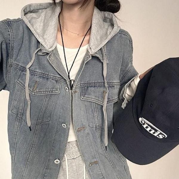 아우터 청자켓 겉옷 여자 후드 루즈핏 데일리 여자 코디 오버핏 데님자켓 데일리 청자켓
