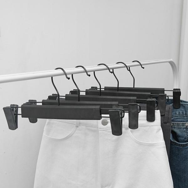 블랙 심플 바지옷걸이 집게 바지걸이 5P