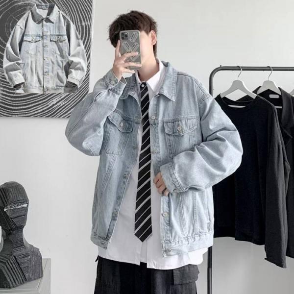 넉넉한 핏 자연스러운 멋 남자 연청 데님 자켓