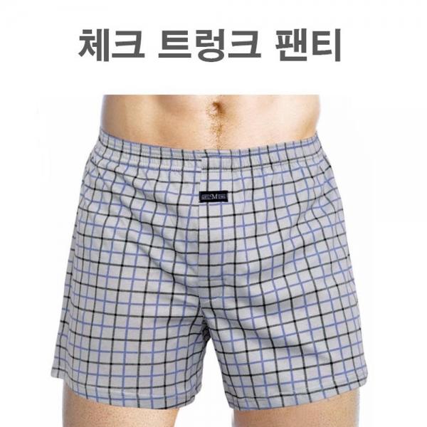 체크패턴 기본 디자인 남성 순면 팬티